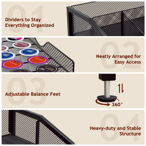 Homsorout Coffee Bar Organizer anti-slip feet keep it steady on any counter.