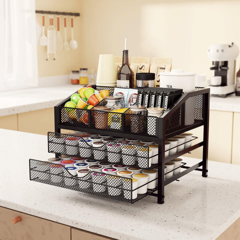 Homsorout Coffee Bar Organizer countertop fit with easy access to essentials.