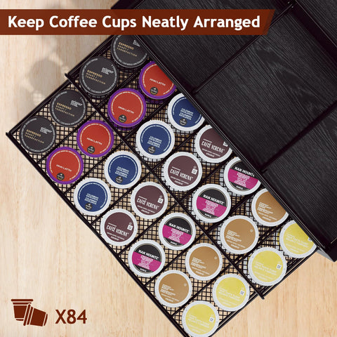 Homsorout Coffee Bar Organizer side view showing compact footprint for small spaces.