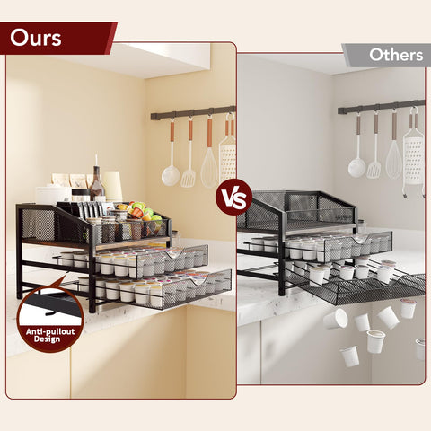 Homsorout wood and metal design adds style and durability to any counter.