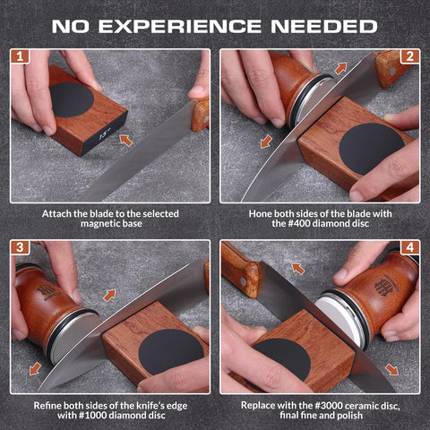 Homultop rolling knife sharpener kit 15-degree angle for delicate blades