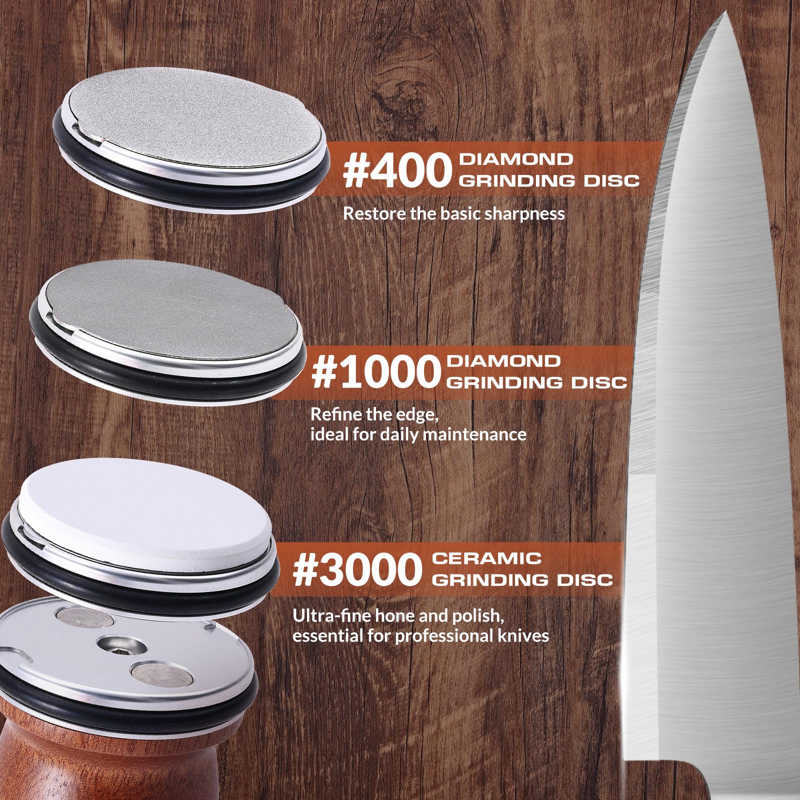 Homultop rolling knife sharpener kit walnut wood body combines durability and style