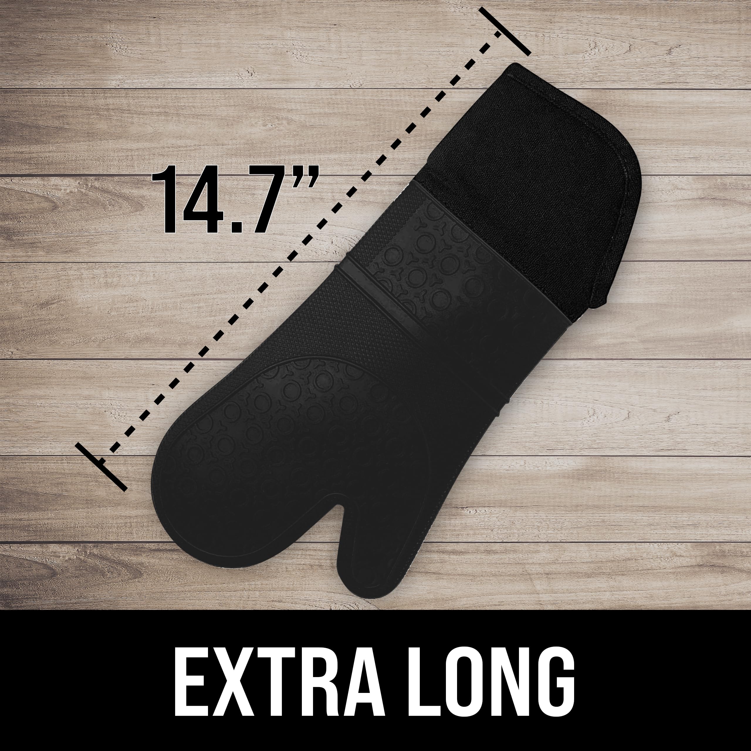 HOMWE 14.7-inch oven mitt offering extended wrist protection