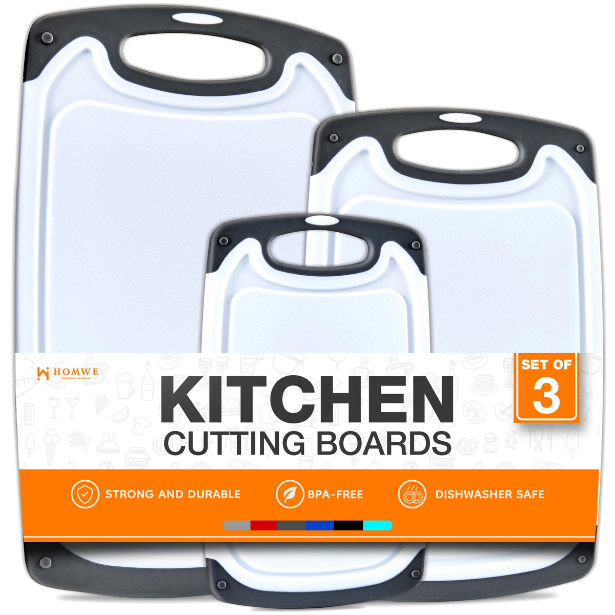 HOMWE cutting board set gray large offers durable prep surface for family meals