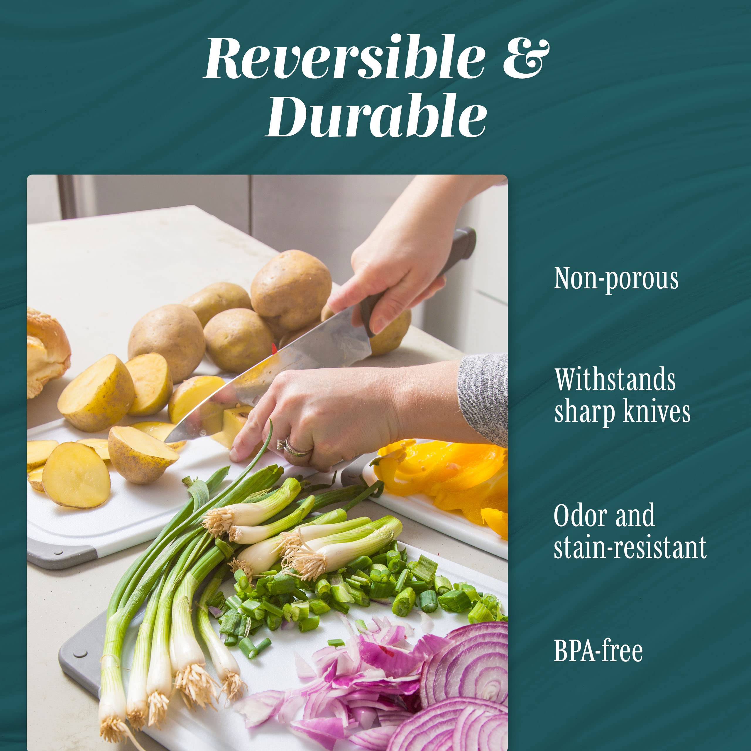 HOMWE cutting board set gray medium ideal for chopping vegetables and meats