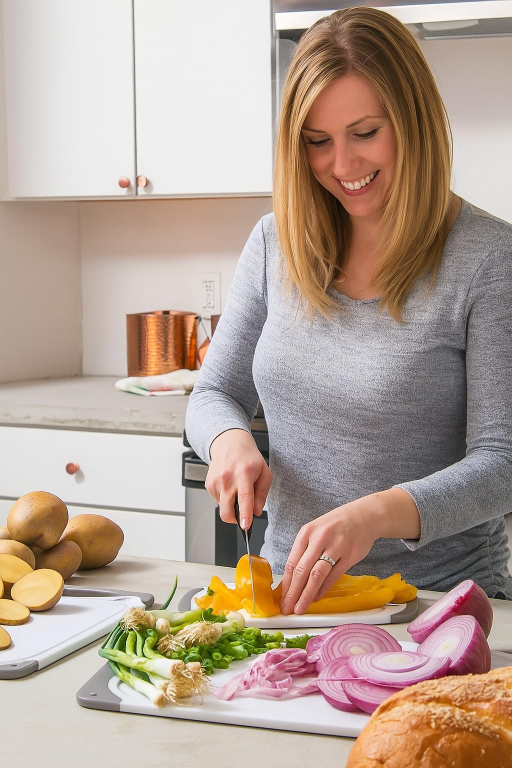 HOMWE cutting board set gray small perfect for herbs and fruit