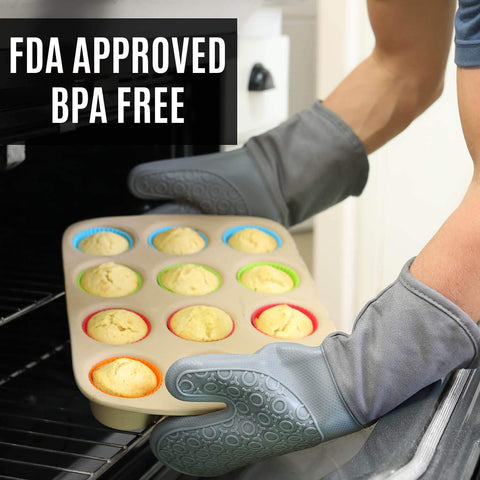 HOMWE non-slip grip mitts provide secure control while lifting pans
