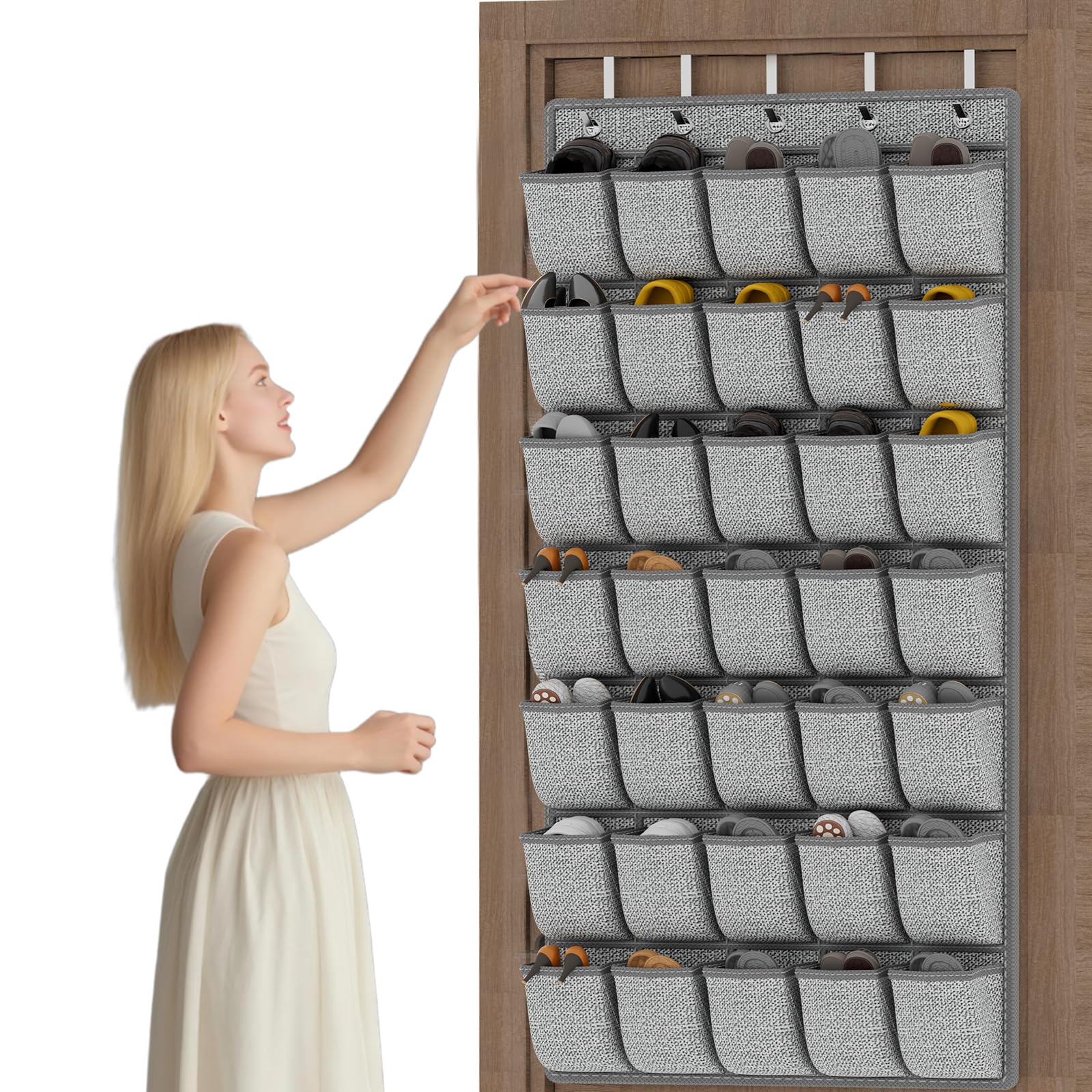 Homyfort 35-pocket over-the-door organizer with roomy pockets for shoes and easy access