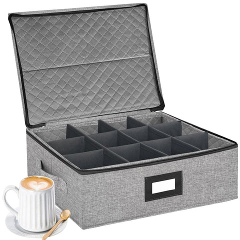 Homyfort coffee mug storage box dividers keep mugs organized and protected.