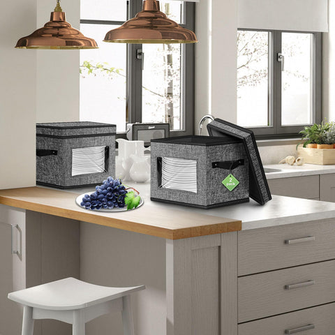 Homyfort dinnerware storage with 12 felt dividers protects plates during transport.