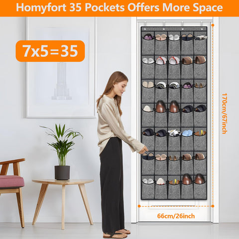 Homyfort closet shoe rack in a neat setup showing 35 pockets