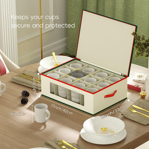 Homyfort hard-shell mug-organizer with dividers protects mugs during transport.