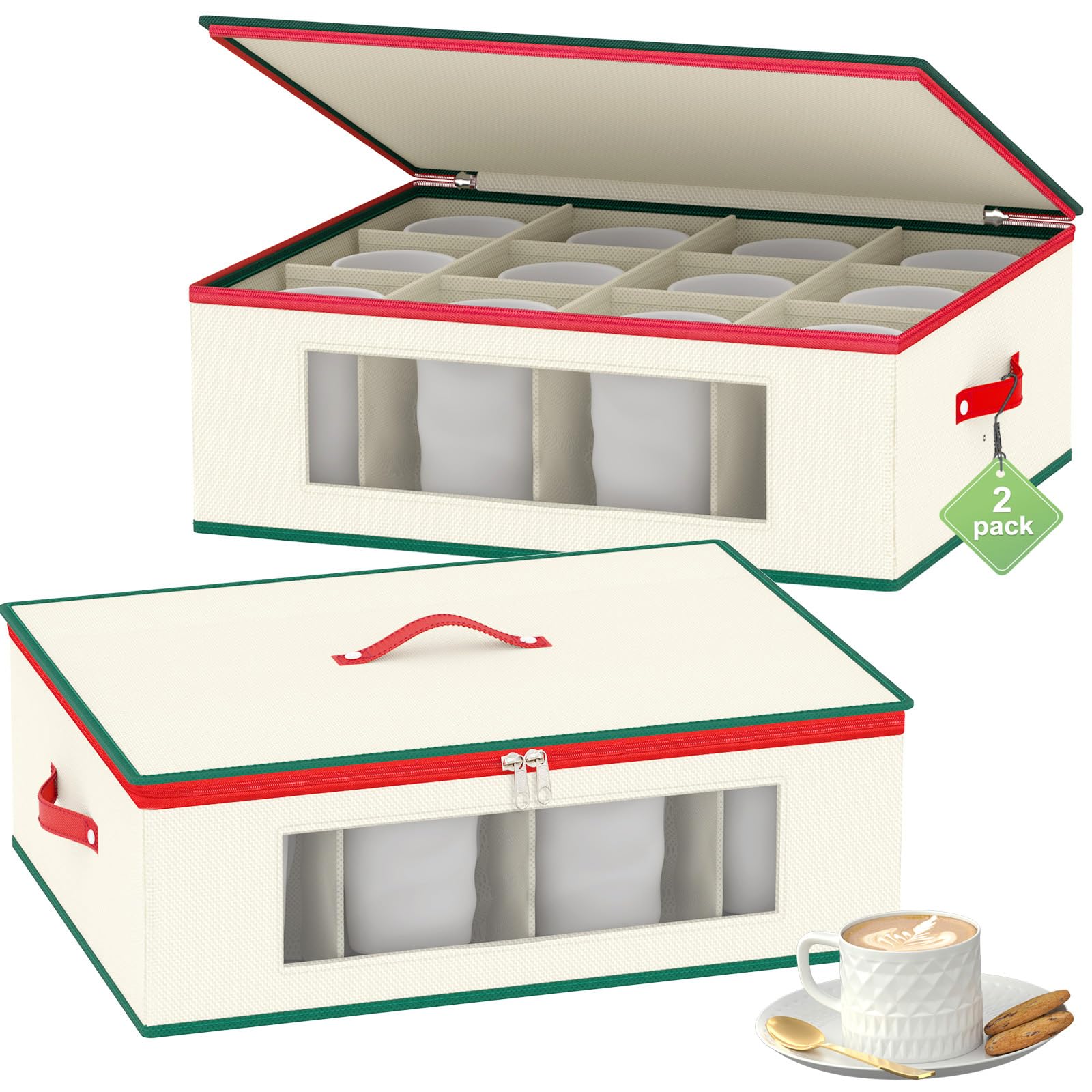 Homyfort mug storage box showing 24 compartments for organization.