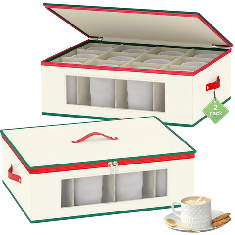 Homyfort mug storage box showing 24 compartments for organization.