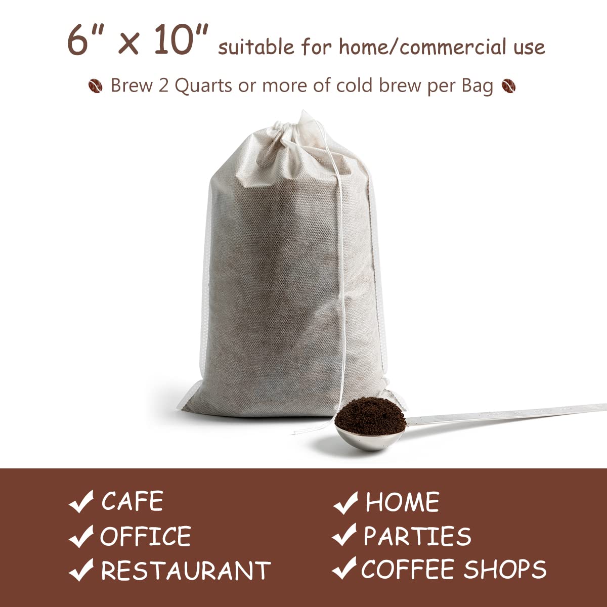 HOMYHEE cold brew bags filled with coffee grounds ready to steep.