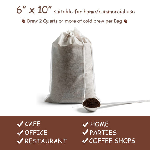 HOMYHEE cold brew bags filled with coffee grounds ready to steep.