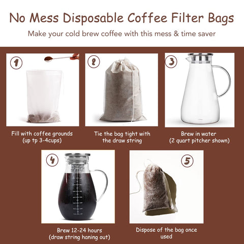 HOMYHEE disposable brewing filter bags ready to use for mess-free brewing.