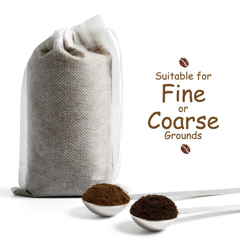 HOMYHEE disposable filter bags shown in a cafe setting for large batch brews.