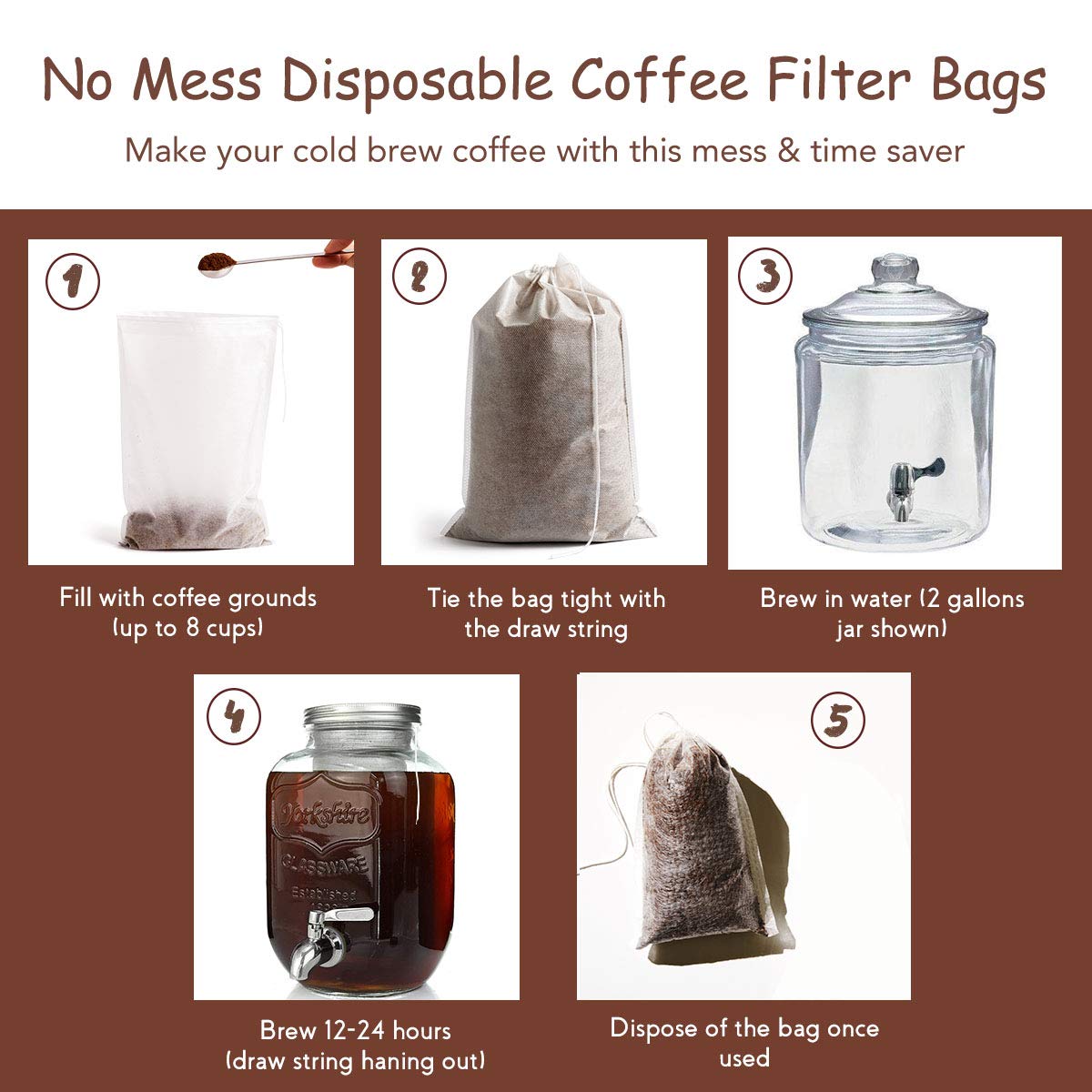 HOMYHEE cold brew filter bag in use as a large tea/infuser bag.
