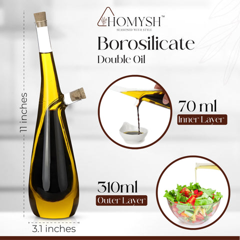 Homysh olive oil bottle with dressing spout for precise drizzle