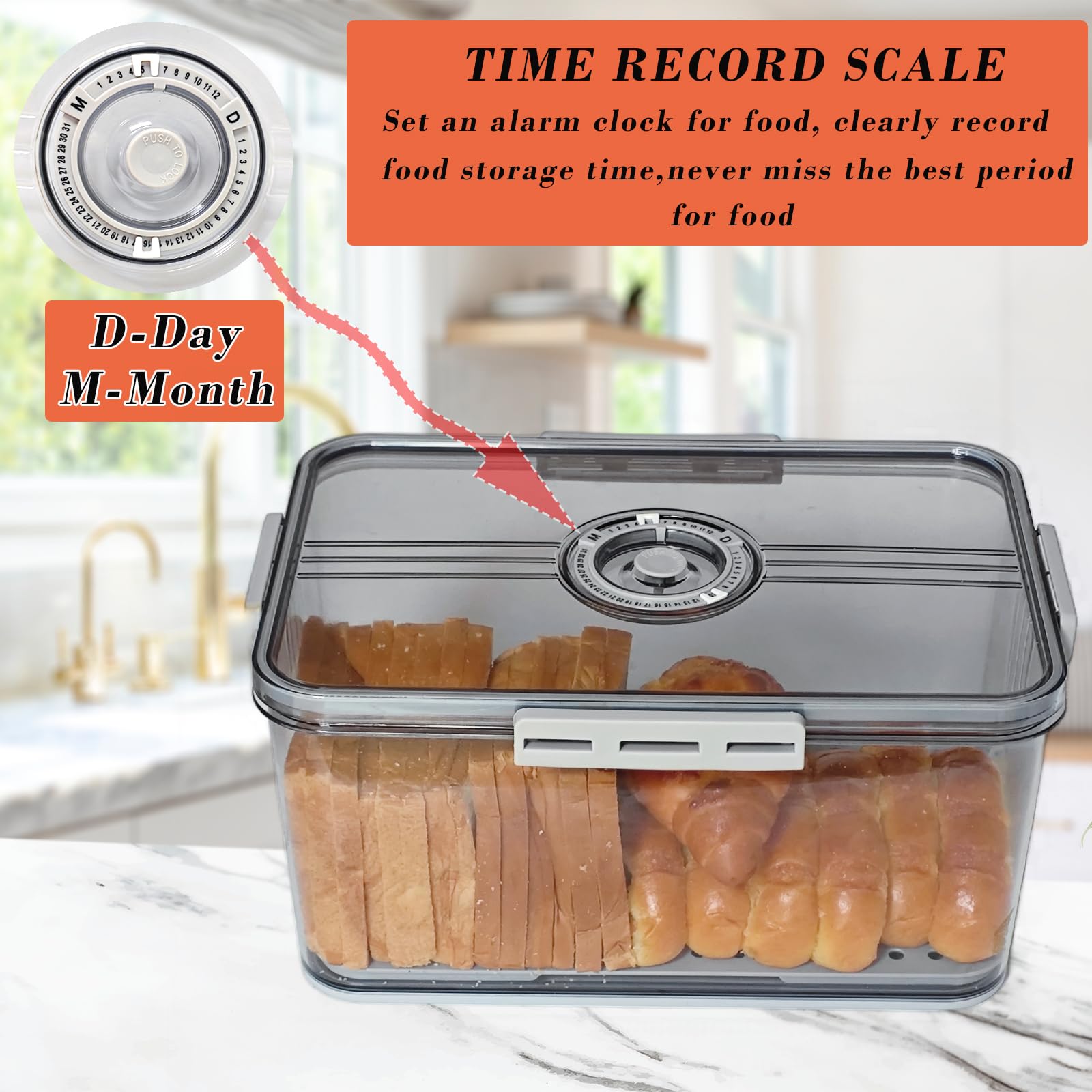Honbuty Bread Box airtight seal keeps loaves and pastries fresher longer