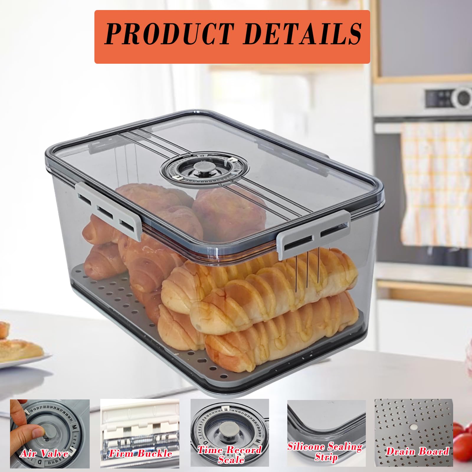 Honbuty Bread Box drain board drains moisture after washing fruit