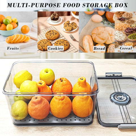Honbuty Bread Box stores bread, fruit, vegetables, and more in one container