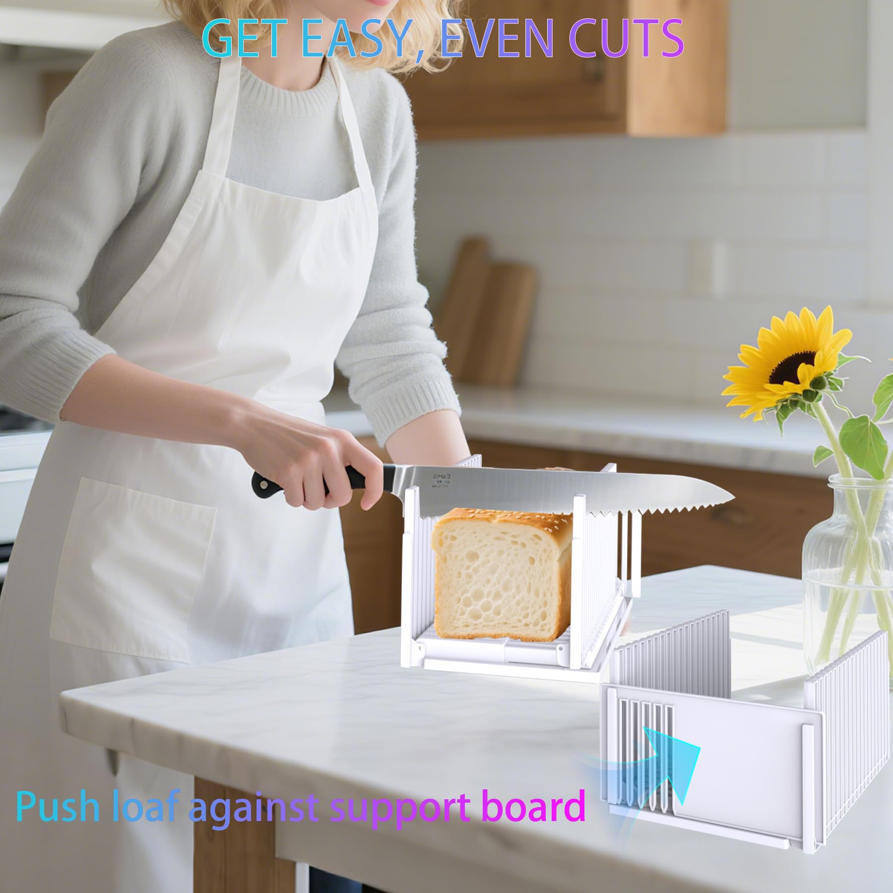 Honbuty bread slicer foldable rail enables compact, easy storage.