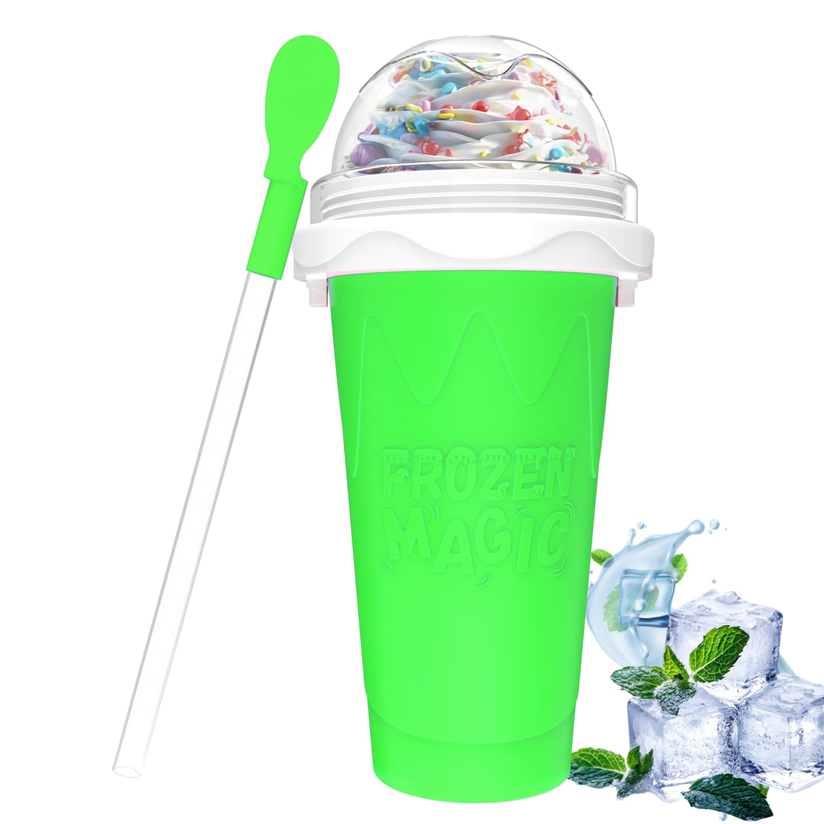 Honbuty Slushie Cup with built-in freezing liquid for quick, semi-frozen drinks.