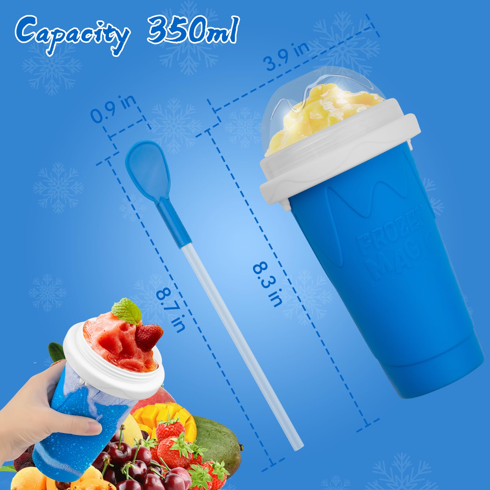 Honbuty Slushie Cup double-layer design enables two-flavor mixes in one cup.