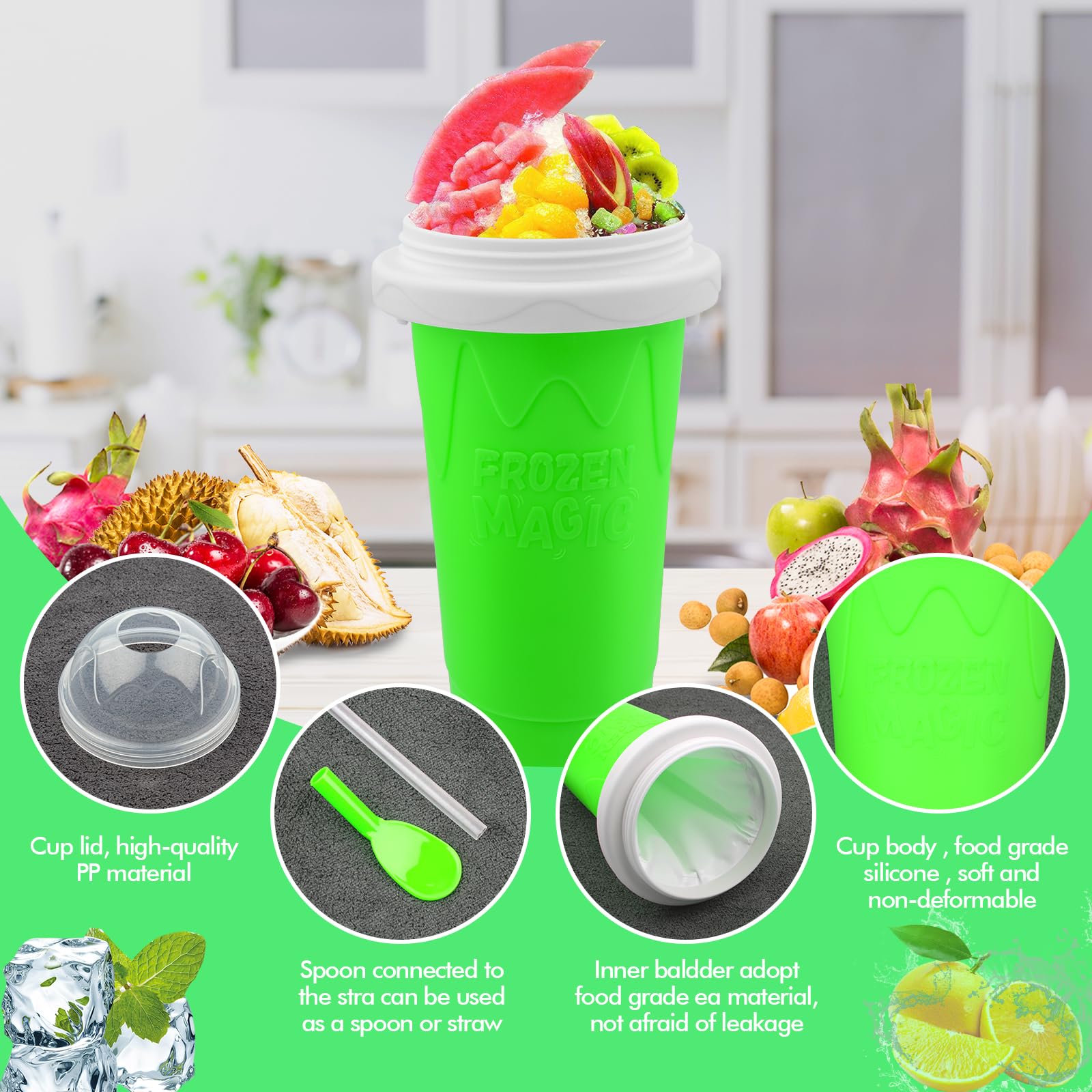 Honbuty Slushie Cup straw-spoon dual-use for mess-free serving.