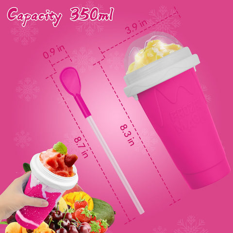 Honbuty Slushie Maker Cup Pink, hands holding the cup for on-the-go cooling.