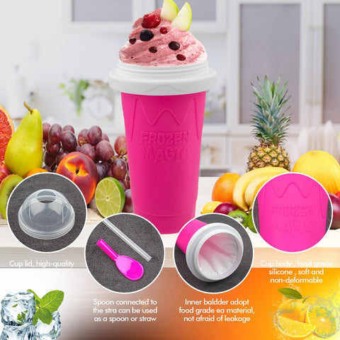 Honbuty Slushie Maker Cup Pink, lid close-up, secure sealing for fresh beverages.