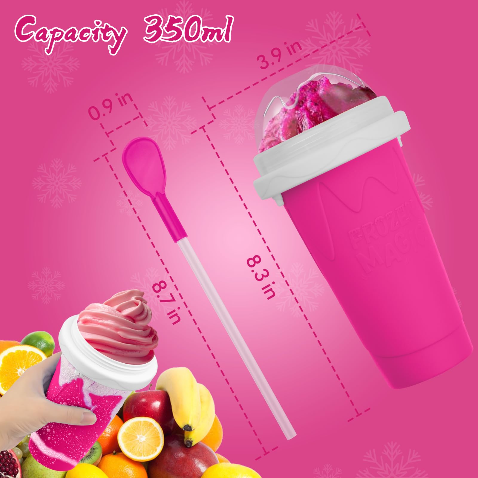 Honbuty Slushie Maker Cup 2in1 straw-spoon design for versatile sipping.