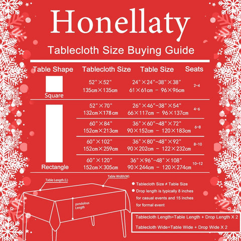 Honellaty 60x102 inch size fits mid-to-large dining tables.