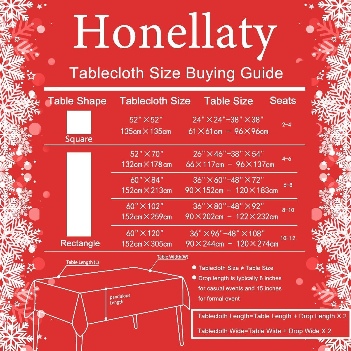 Honellaty machine washable red tablecloth for easy cleanup