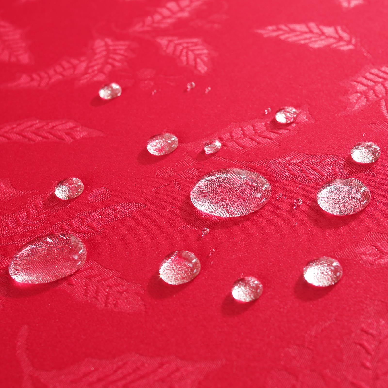 Honellaty soft polyester tablecloth with rich red texture