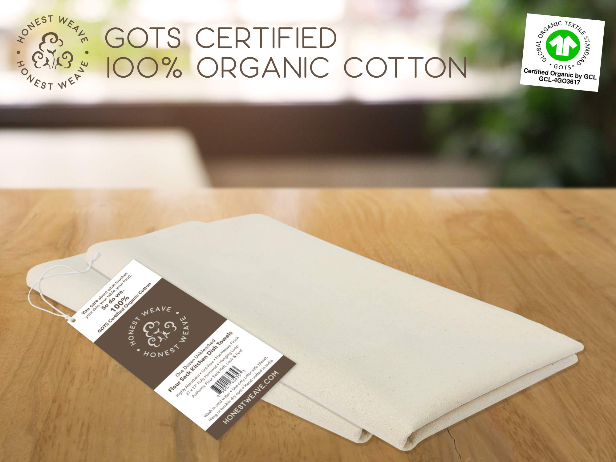 HONEST WEAVE close-up reveals soft absorbent flour sack weave