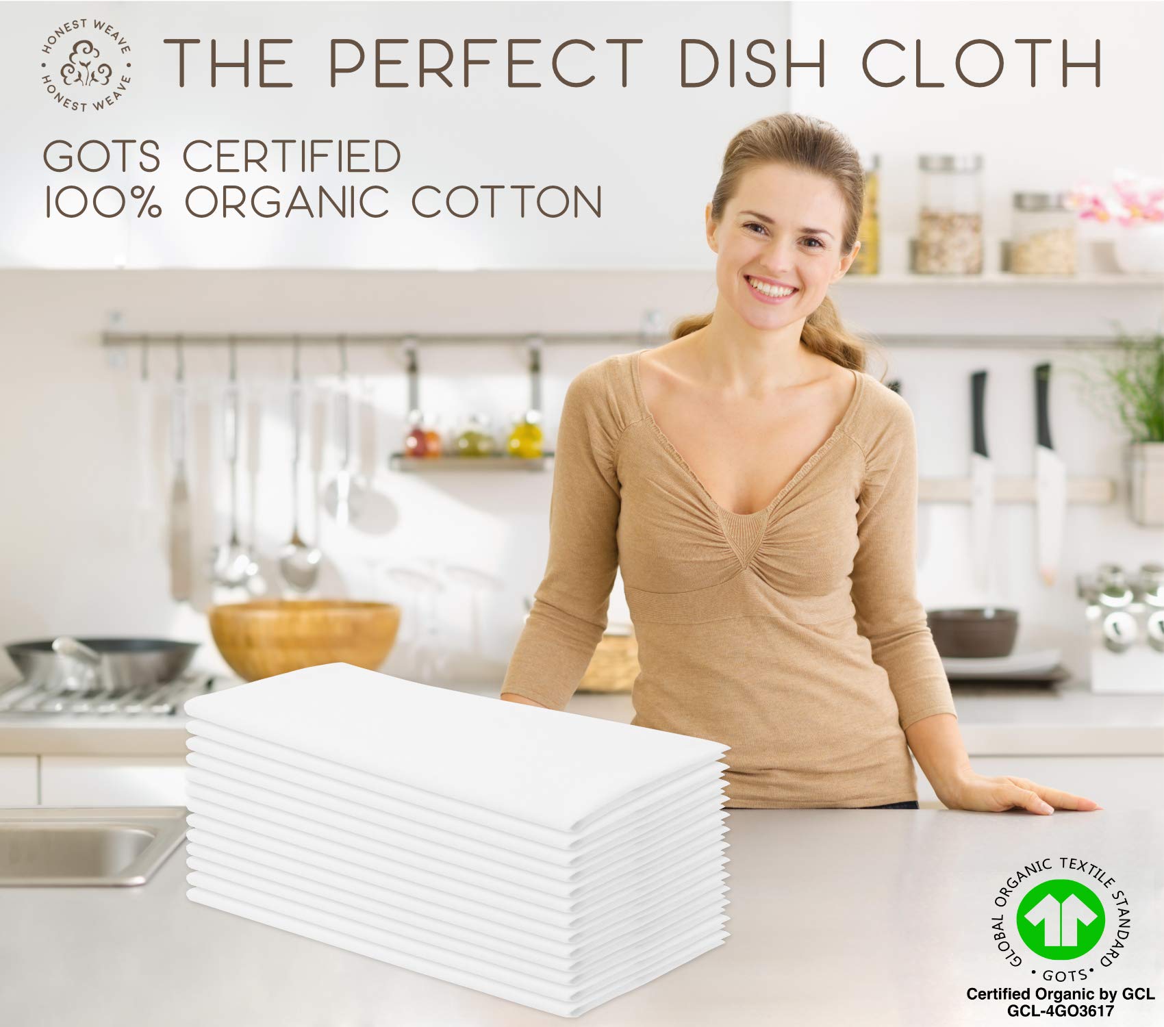 HONEST WEAVE 12-pack flour sack towels ready for daily kitchen tasks
