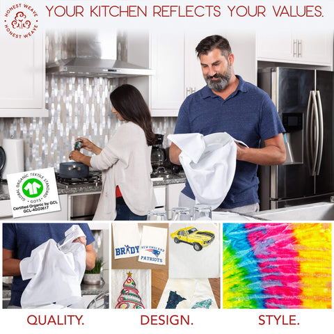HONEST WEAVE white kitchen towel on table as décor piece