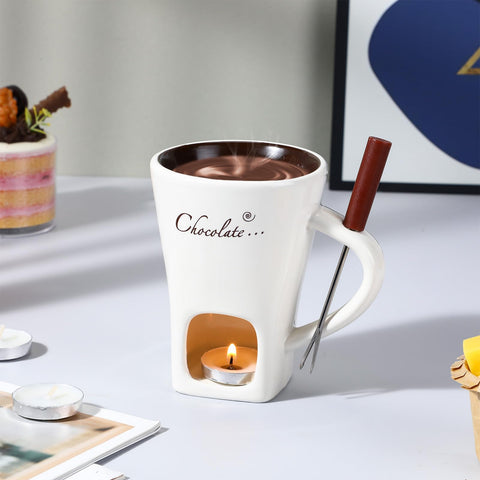 Honeydak ceramic fondue cup with elegant white finish