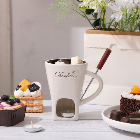 Honeydak ceramic fondue cups heat-resistant for smooth chocolate melting