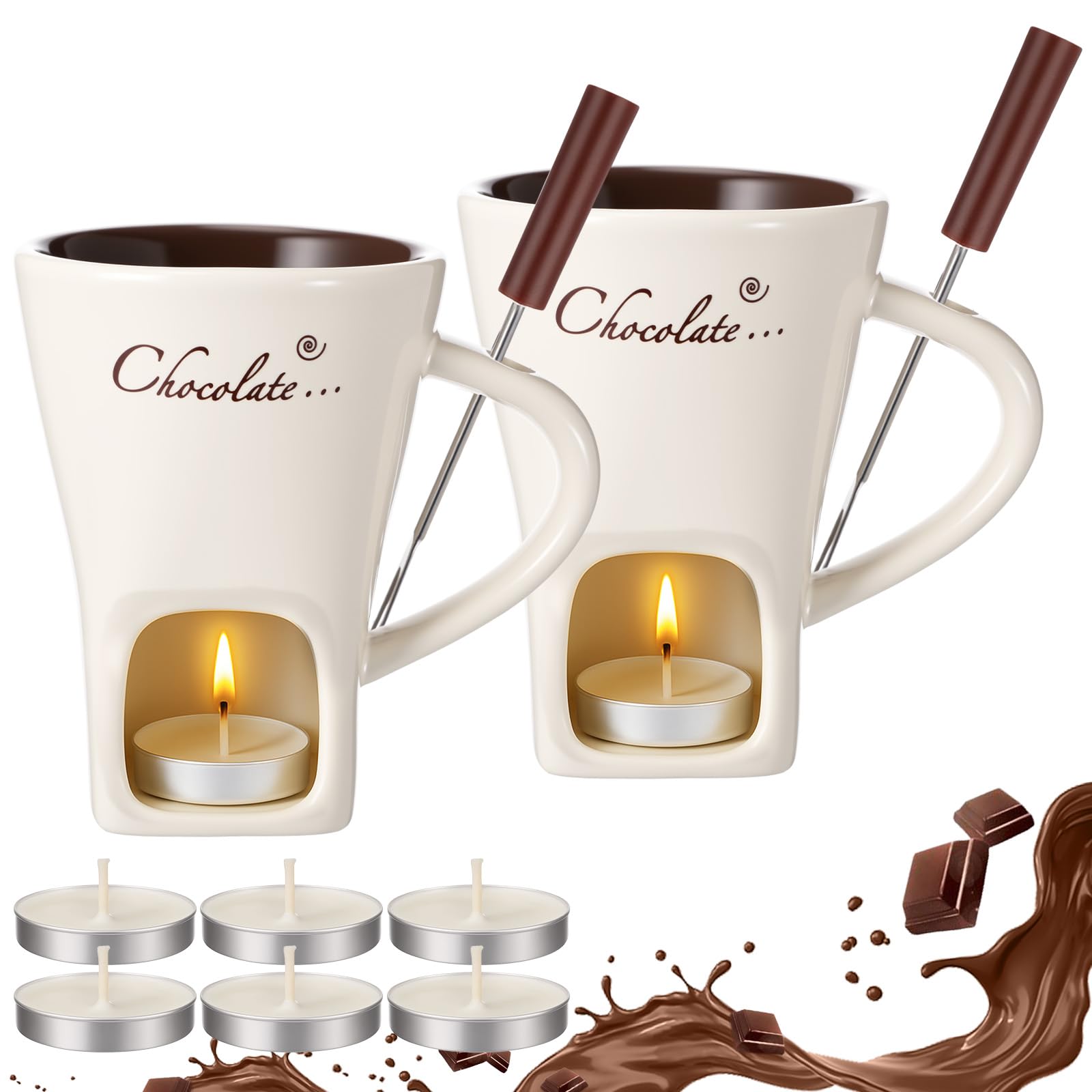 Honeydak chocolate fondue cups white set for elegant dessert gatherings