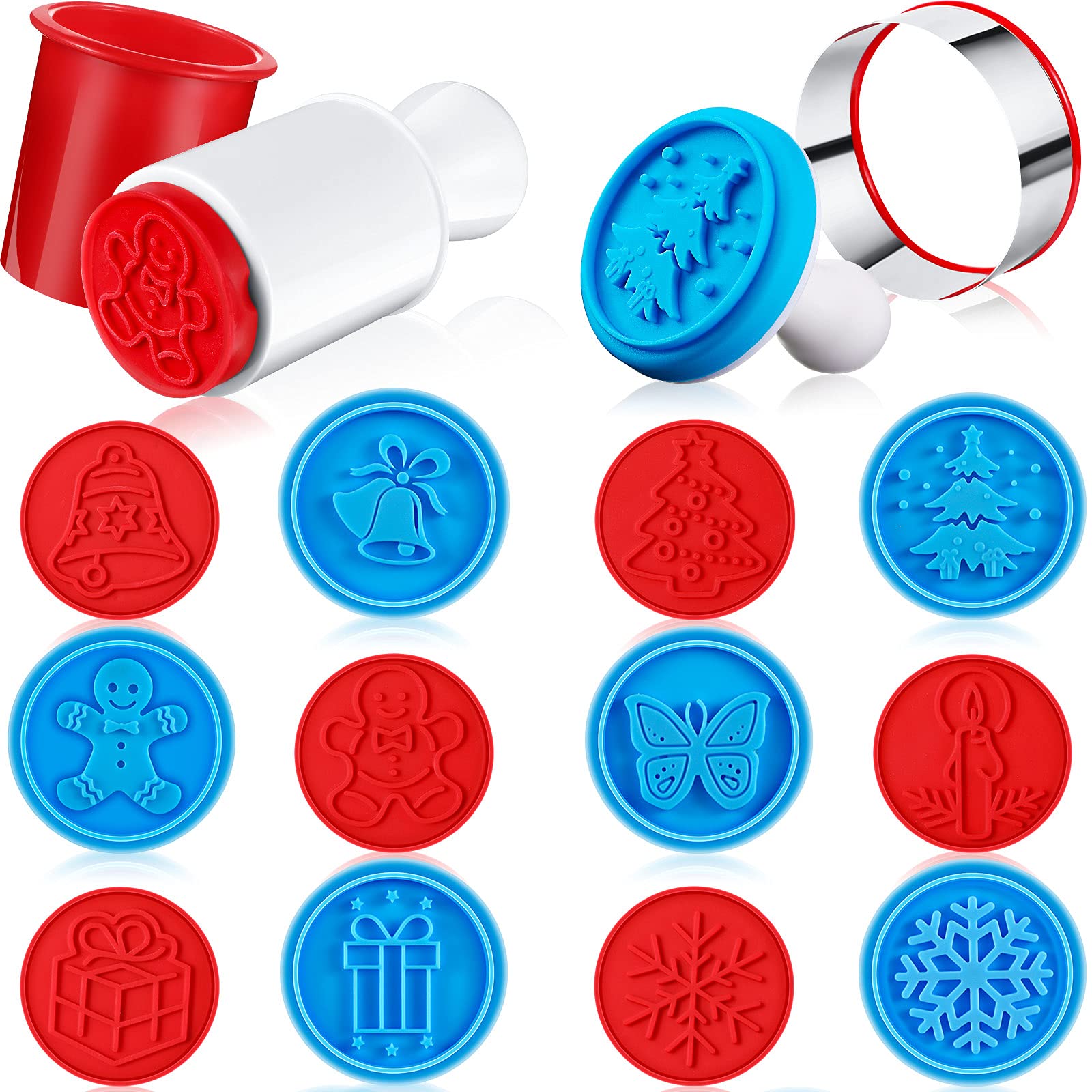 Honeydak Christmas cookie stamps with 12 festive designs for fun homemade cookies.