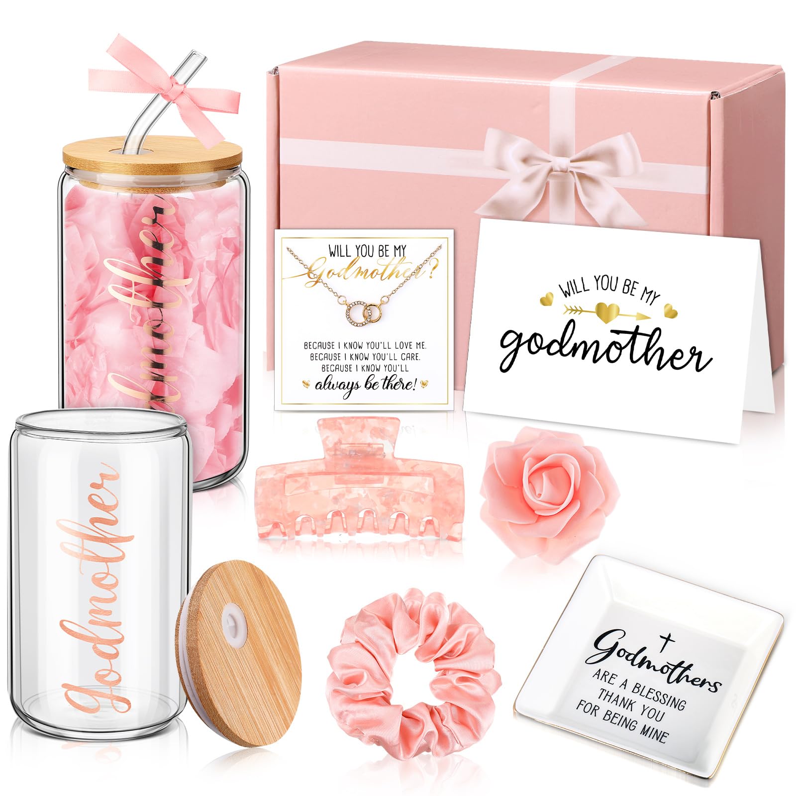 Honeydak godmother glass cup 16oz with straw for daily beverages and warm moments.