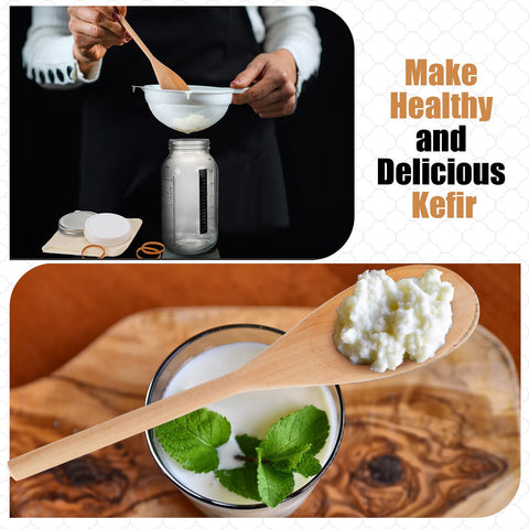 Honeydak long handle stirring spoon gently stirs kefir without harming grains