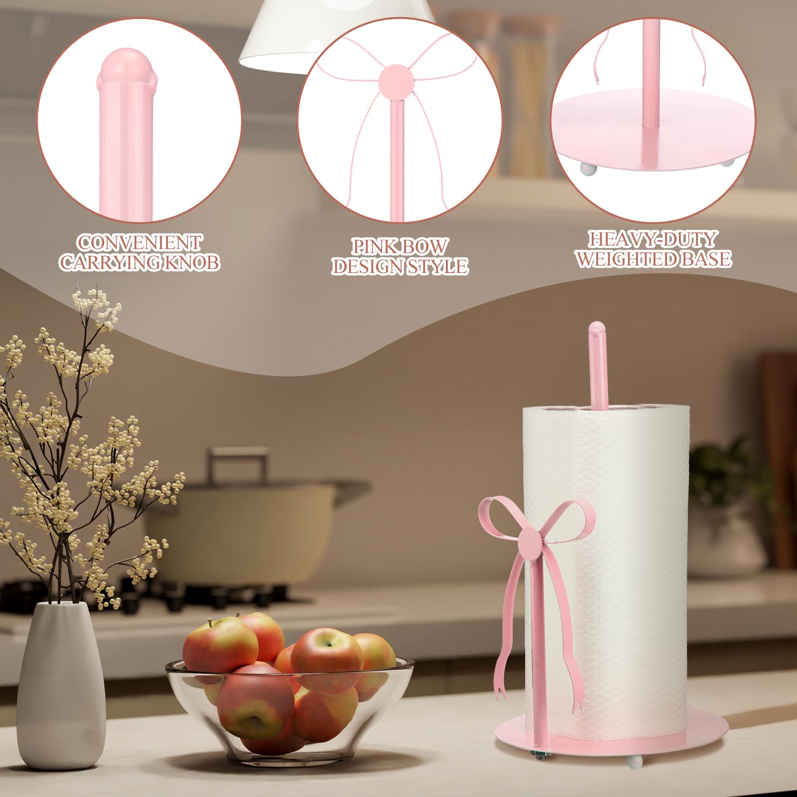 Honeydak pink bow paper towel holder chic accent brightens any kitchen.