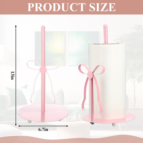 Honeydak pink bow paper towel holder rod height showcases tall, easy-roll access.