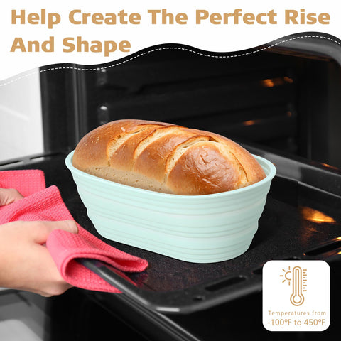Honeydak silicone bread proofing bowl in use with dough proofing scene.