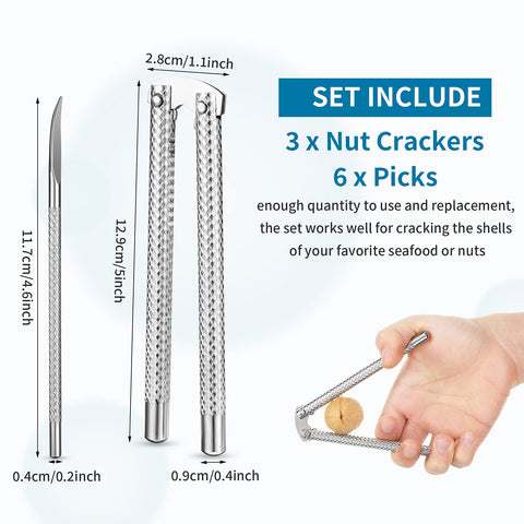 Honeydak stainless steel nutcrackers with ergonomic grip for comfortable shell removal.